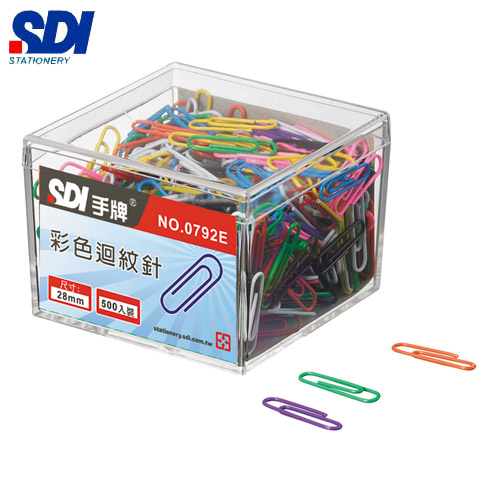 SDI手牌   0792H   彩色迴紋針(28mm)-250支入  /  盒