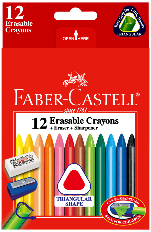 Faber-Castell 輝柏 122612 三角擦擦蠟筆12色入 / 盒