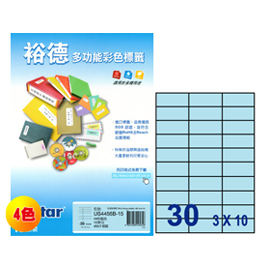 裕德 彩色電腦列印標籤30格(4色) 1000張/箱 US4456-1000