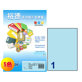 裕德 彩色電腦列印標籤1格(5色) 15張/包 US4428-15
