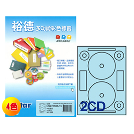 裕德 彩色電腦列印標籤2CD(4色) 15張/包 US47660-15