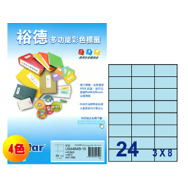 裕德 彩色電腦列印標籤24格(4色) 15張/包 US4464-15