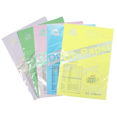 Dr.Paper 80gsm A4多功能色紙-彩虹包(淺黃、翠藍、玫瑰紅、紫色、綠色) 50入/包