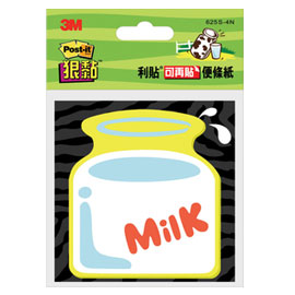 【3M】625S-4N 利貼 狠黏 造型便利貼系列 牛奶 45張/本