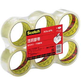 【3M】3036-6 Scotch 透明封箱膠帶 6捲入/包(48mm x 40yd)