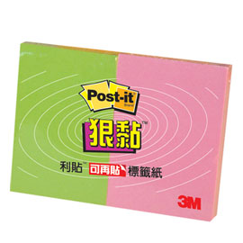 【3M】621S-2 利貼 狠黏 小尺寸標籤紙系列 粉紅+綠/包