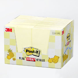【3M】653A-12PK 可再貼便條紙系列環保經濟包 黃/盒