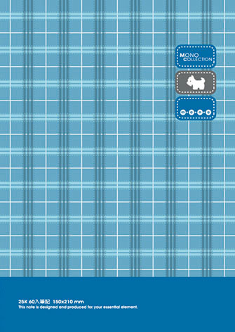 博崴 AM1435 Mono 25K布格紋膠皮筆記-藍(153*214) -3本入 / 包