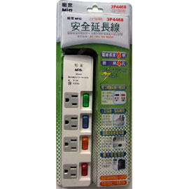 【明家】3P4468 4開4插電腦延長線15呎(適用變壓器)/ 條