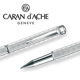 CARAN d'ACHE 瑞士卡達 ECRIDOR 艾可朵V型麥紋鋼珠筆(鈀金) / 支