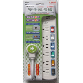 【明家】C3668 6開6插電腦延長線6呎/ 條