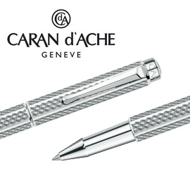 CARAN d'ACHE 瑞士卡達 ECRIDOR 艾可朵幾何麥紋鋼珠筆(鈀金) / 支