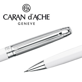 CARAN d'ACHE 瑞士卡達 LEMAN 利曼亮白漆自動鉛筆(銀蓋) 0.7 / 支