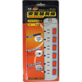 【明家】SP-613 6開6插電腦延長線15呎/ 條