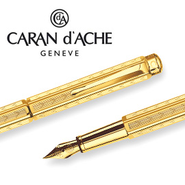 CARAN d'ACHE 瑞士卡達 ECRIDOR 艾可朵V型麥紋鋼筆(鍍金GLIT)-F / 支