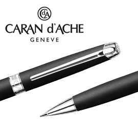 CARAN d'ACHE 瑞士卡達 LEMAN 利曼霧黑漆自動鉛筆(銀夾) 0.7 / 支