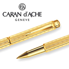 CARAN d'ACHE 瑞士卡達 ECRIDOR 艾可朵V型麥紋鋼珠筆(鍍金GLIT) / 支