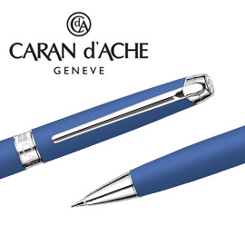 CARAN d'ACHE 瑞士卡達 LEMAN 利曼寶藍漆自動鉛筆(銀夾) 0.7 / 支