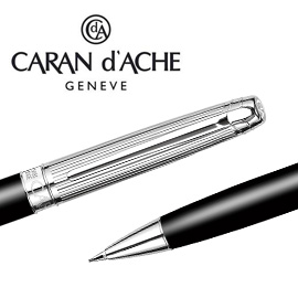 CARAN d'ACHE 瑞士卡達 LEMAN 利曼霧黑漆自動鉛筆(銀蓋) 0.7 / 支