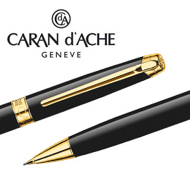 CARAN d'ACHE 瑞士卡達 LEMAN 利曼亮黑漆自動鉛筆(金夾) 0.7 / 支