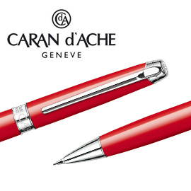 CARAN d'ACHE 瑞士卡達 LEMAN 利曼亮紅漆自動鉛筆(銀夾) 0.7 / 支