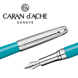 CARAN d'ACHE 瑞士卡達 LEMAN 利曼碧藍漆鋼筆(銀蓋)-BB / 支