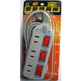 【明家】SP-302 3開3插家用安全延長線9呎/ 條