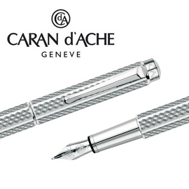 CARAN d'ACHE 瑞士卡達 ECRIDOR 艾可朵幾何麥紋鋼筆(鈀金)-B / 支