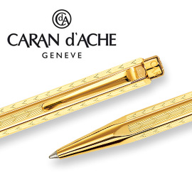 CARAN d'ACHE 瑞士卡達 ECRIDOR 艾可朵V型麥紋原子筆(鍍金GLIT) / 支