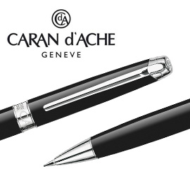 CARAN d'ACHE 瑞士卡達 LEMAN 利曼亮黑漆自動鉛筆(銀夾) 0.7 / 支