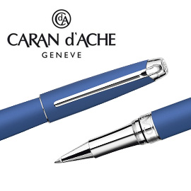 CARAN d'ACHE 瑞士卡達 LEMAN 利曼寶藍漆鋼珠筆(銀夾) / 支