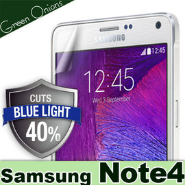yardiX代理【美國Green Onions 抗藍光保護貼--Samsung Galaxy Note 4 N910U款】過濾43%藍光螢幕保護膜 有效阻隔43%有害藍光 硬度5H