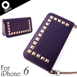 yardiX代理 【韓國潮牌Gaze Glitter Square Purple iPhone 6 4.7吋手工鉚釘真皮保護套】鍊帶皮包造型 保護殼/保護皮套
