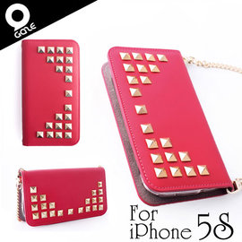 yardiX代理 【韓國潮牌Gaze Glitter Diamond Pink iPhone 5/5S手工鉚釘真皮保護套】鍊帶皮包造型 保護殼/保護皮套 適合搭配保護貼/觸控筆