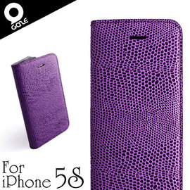 yardiX代理 【韓國潮牌Gaze Purple Lizard iPhone 5/5S蜥蜴壓紋手工真皮保護套 】皮夾造型　保護殼/保護皮套 適合搭配保護貼/觸控筆
