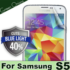 yardiX代理【美國Green Onions 抗藍光保護貼--Samsung Galaxy S5 I9600款】過濾43%藍光螢幕保護膜 有效阻隔43%有害藍光 硬度5H