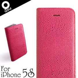 yardiX代理 【韓國潮牌Gaze Pink Lizard iPhone 5/5S蜥蜴壓紋手工真皮保護套 】皮夾造型 保護殼/保護皮套 適合搭配保護貼/觸控筆