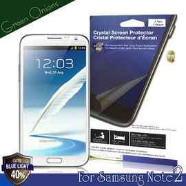 yardiX代理【美國Green Onions 抗藍光保護貼--Samsung Galaxy Note2款(兩入裝)】過濾43%藍光螢幕保護膜 有效阻隔43%有害藍光 硬度5H