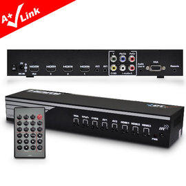 yardiX代理【A+V Link HDMI影音集線切換器-轉換VGA AV色差訊號 】可同時連接 視訊盒/Wii/藍光播放器/卡啦OK/電腦