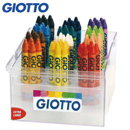 【義大利 GIOTTO】好清洗兒童專用蠟筆(校園84支裝)附筆座 / 盒