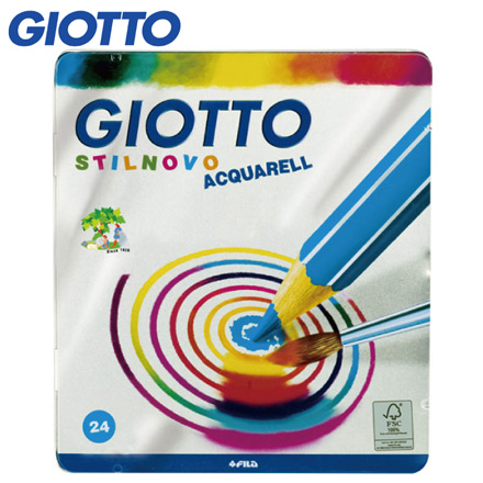 【義大利 GIOTTO】STILNOVO 水溶性色鉛筆(24色)鐵盒 贈GIOTTO三孔筆削 / 盒
