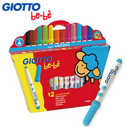 【義大利 GIOTTO】可洗式寶寶彩色筆(12色) / 盒