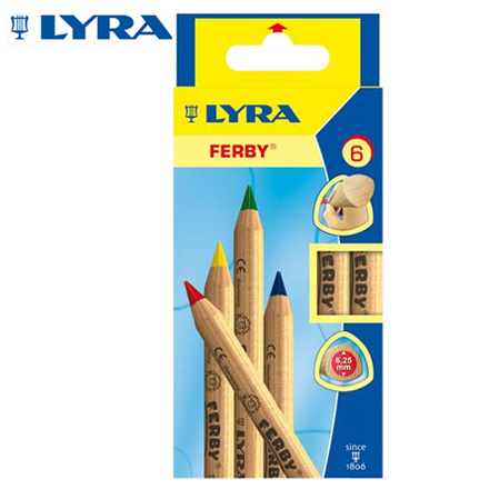 【德國LYRA】三角原木色鉛筆(12cm)6色 / 盒