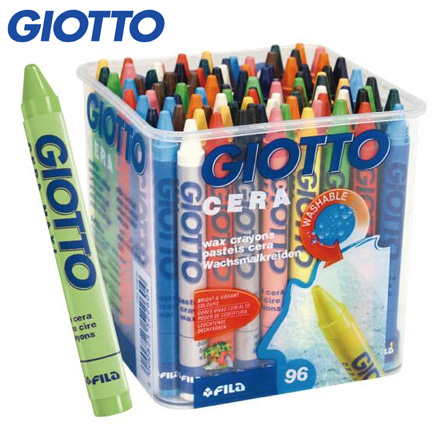 【義大利 GIOTTO】好清洗兒童隨身蠟筆(96支裝)附筆筒 / 筒