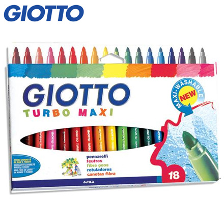 【義大利 GIOTTO】可洗式兒童安全彩色筆(18色) / 盒