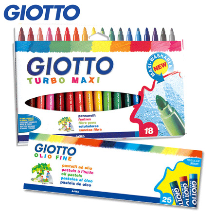 【義大利 GIOTTO】可洗式兒童安全彩色筆(18色)+小學生粉蠟筆(25色) / 組