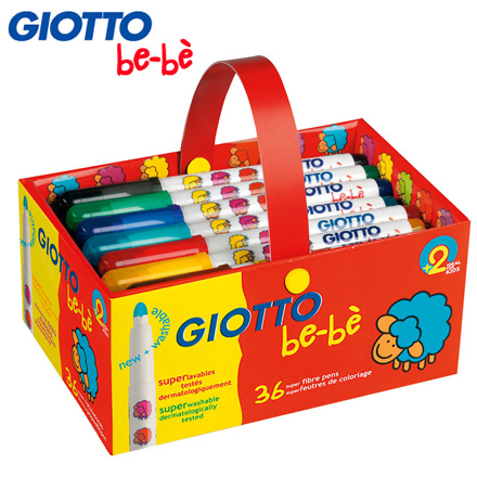 【義大利 GIOTTO】可洗式寶寶彩色筆手提組(36入) / 盒