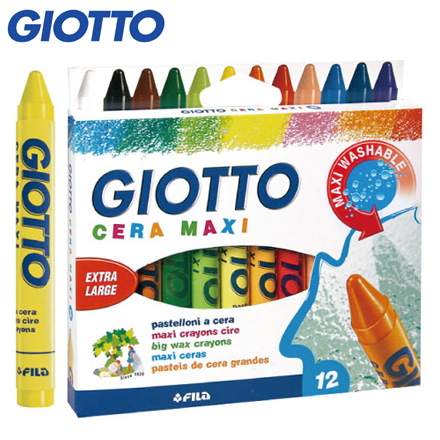 【義大利 GIOTTO】好清洗兒童專用蠟筆(12色) / 盒