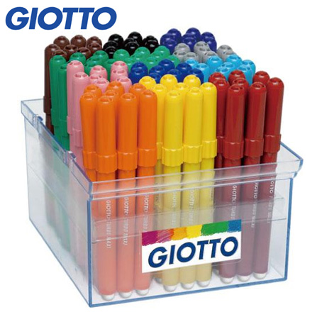【義大利 GIOTTO】可洗式兒童安全彩色筆(校園96支裝)附筆筒 / 筒