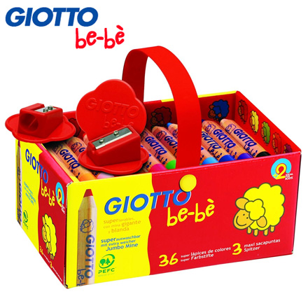 【義大利 GIOTTO】可式洗寶寶木質蠟筆手提組(36入) / 盒